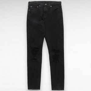 New Men's Levi's Slim Taper Stretch Distressed Black Jeans Size 33x30